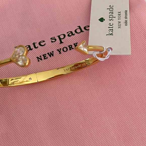 💗NWT💗Kate Spade Chalk Pink Enamel Hinged Bangle & CZ Heart Bracelet - Picture 7 of 10